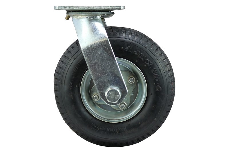 Shepherd Hardware 9794 8-Inch Pneumatic Caster Wheel, Swivel Plate, Steel Hub with Ball Bearings, 5/8-Inch Bore Centered Axle - Image 1